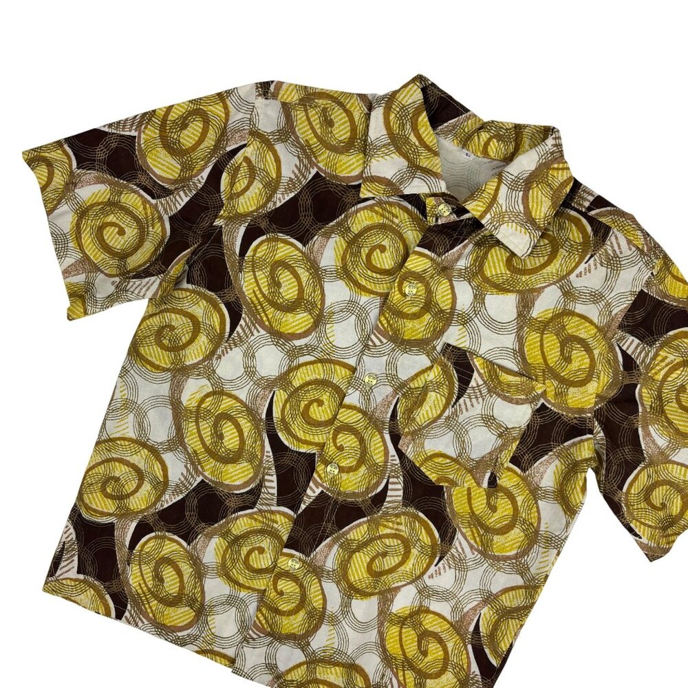 Joules Polo Retro Shirt Mens Size XS Gold Metallic Swirls Print Cotton - Picture 5 of 11